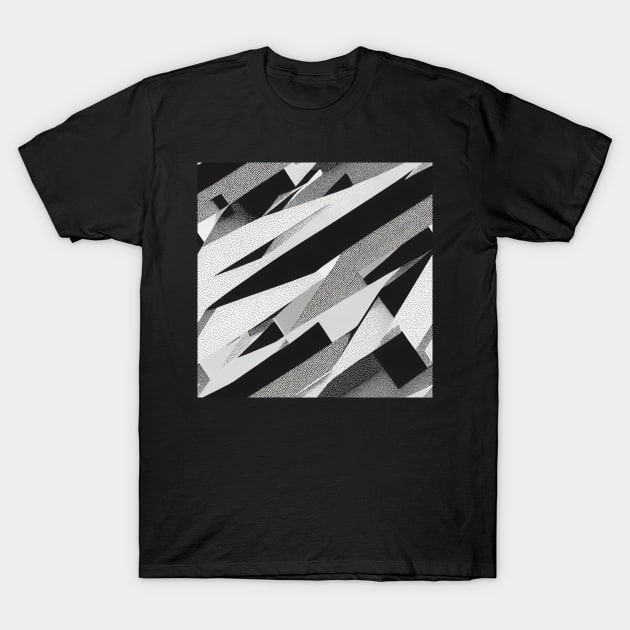 black and white abstract technical infinite cyberpunk  pattern T-Shirt by SJG-digital